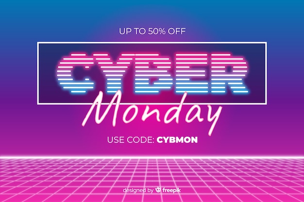 Cyber monday concept with retro futuristic style