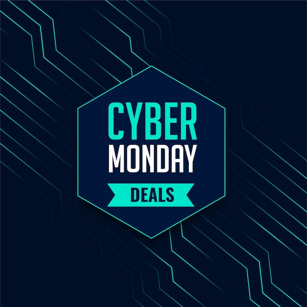 Free vector cyber monday deals tech signboard