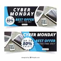 Vettore gratuito banner cyber ​​monday discount