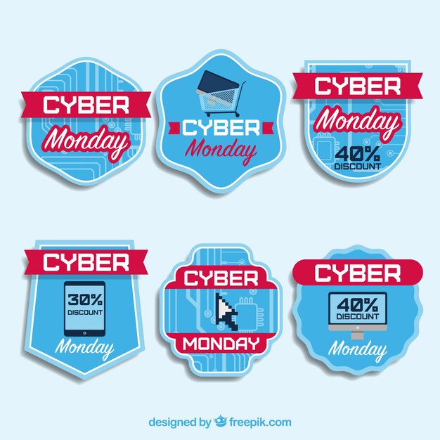 Cyber monday discount stickers set