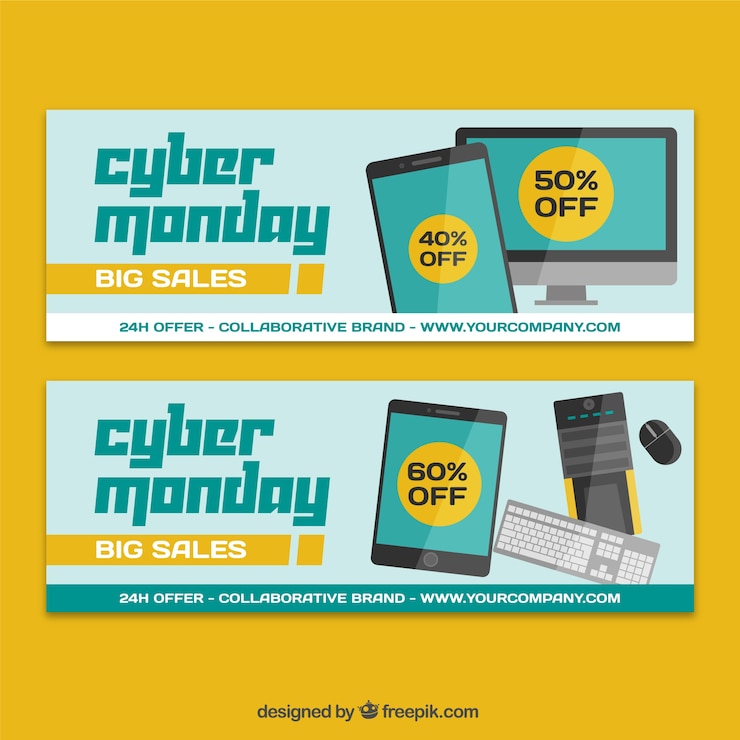 Free Vector  cyber ​​monday discounts banners