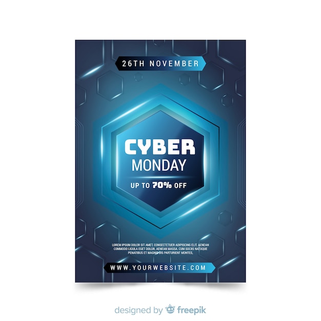 Free vector cyber monday flat design flyer template