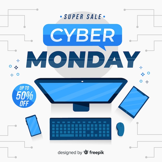 Free vector cyber monday on flat design