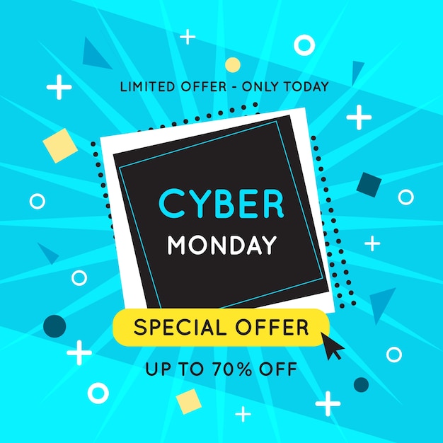 Free vector cyber monday in flat design