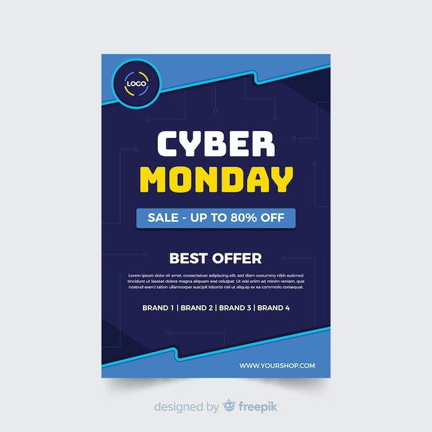 Cyber monday flyer template in flat design