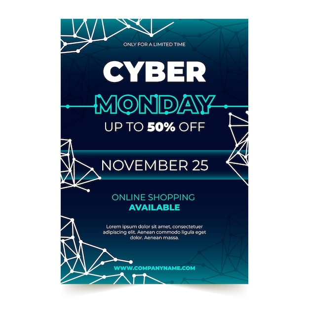 Free vector cyber monday flyer template in flat design