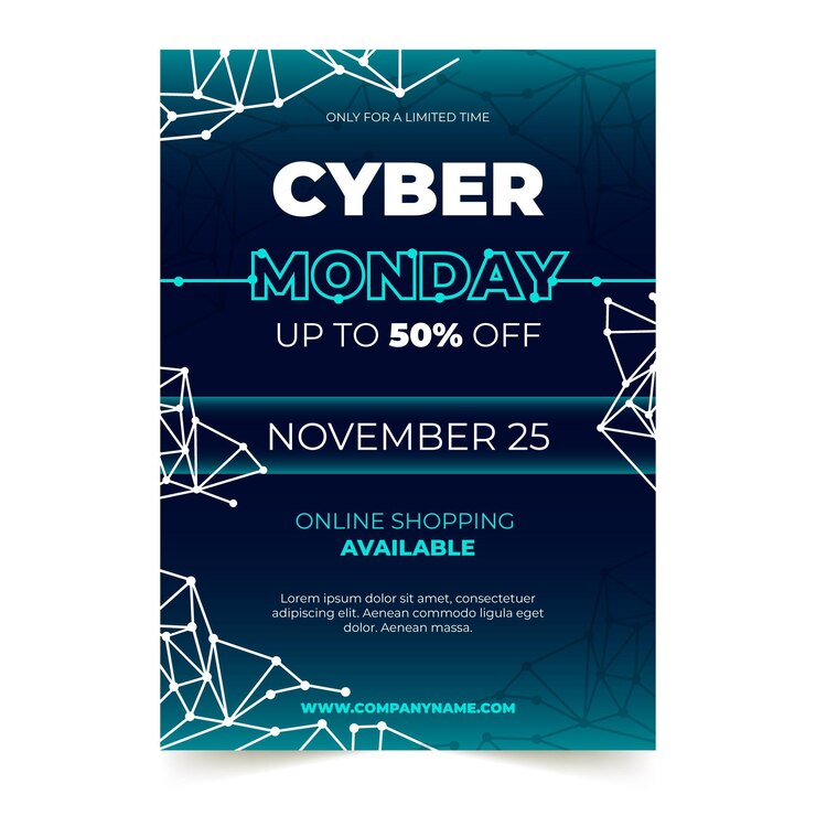 Free Vector cyber monday flyer template in flat design
