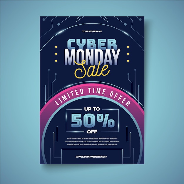 Cyber monday flyer template in realistic style