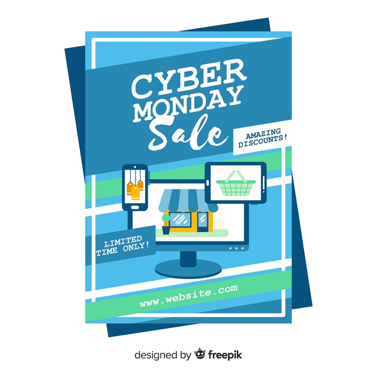 Free Vector cyber monday flyer template with flat design