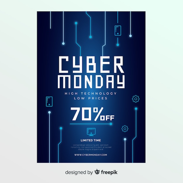 Free vector cyber monday flyer template with flat design