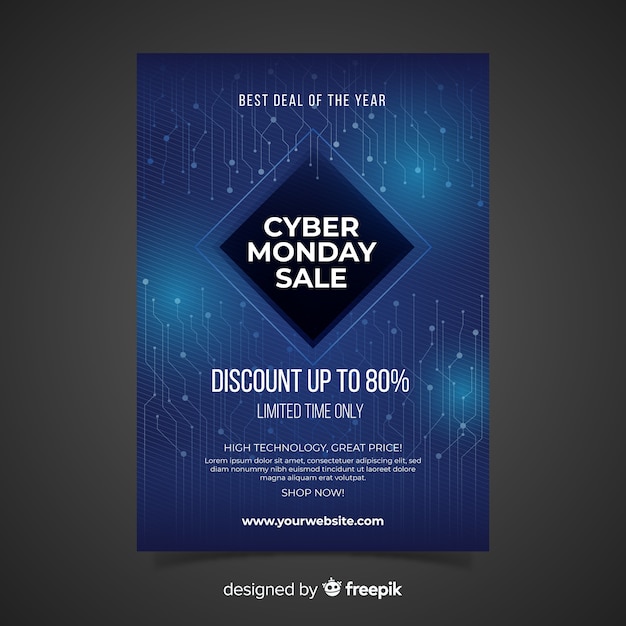Free vector cyber monday flyer template with realistic design