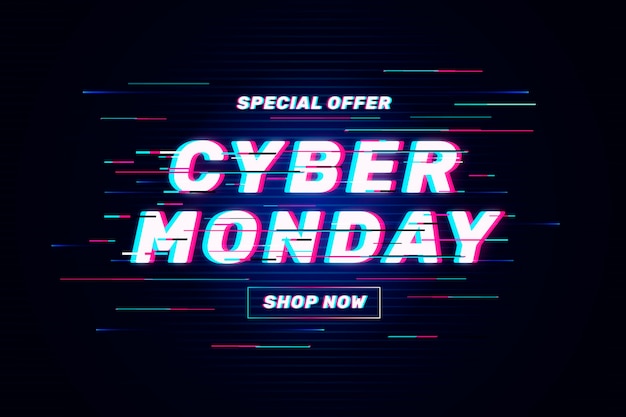 Free vector cyber monday glitch offer banner