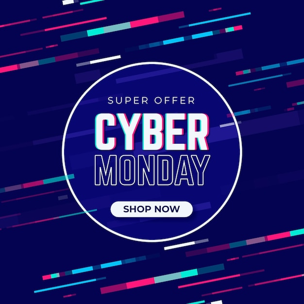 Free vector cyber monday glitch promo banner