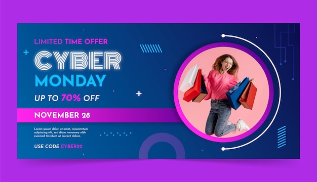 Free vector cyber monday horizontal banner template