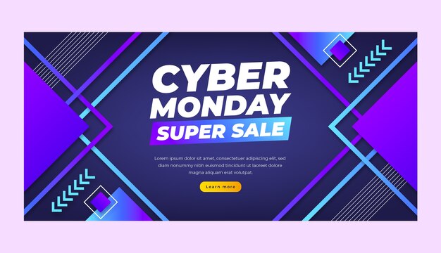 Cyber monday horizontal sale banner template