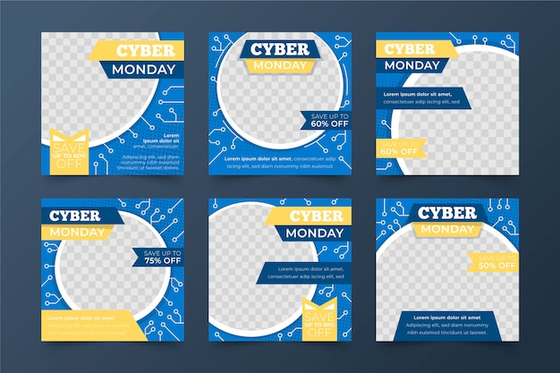 Free vector cyber monday instagram post collection