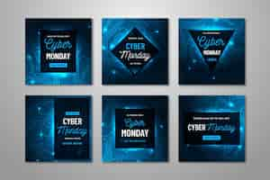 Free vector cyber monday instagram post collection