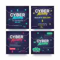 Free vector cyber monday instagram posts set