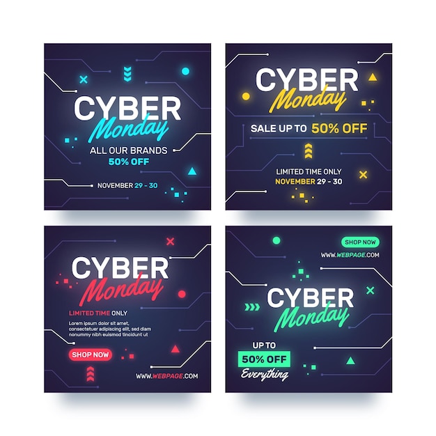 Cyber monday instagram posts set