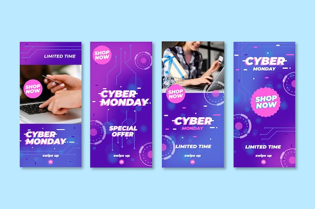 Free vector cyber monday instagram stories collection