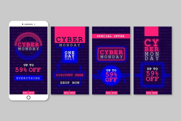 無料ベクター サイバーマンデーのinstagramストーリー