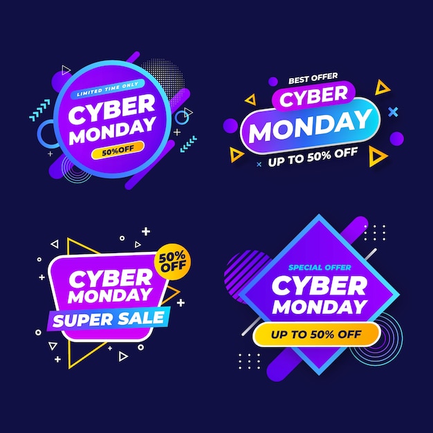 Free vector cyber monday labels collection