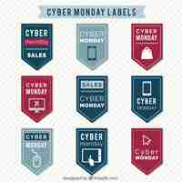 Free vector cyber monday labels pack