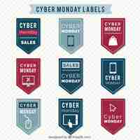 Vettore gratuito etichette cyber ​​monday pacco