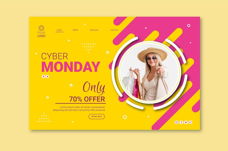 Free Vector cyber monday landing page template
