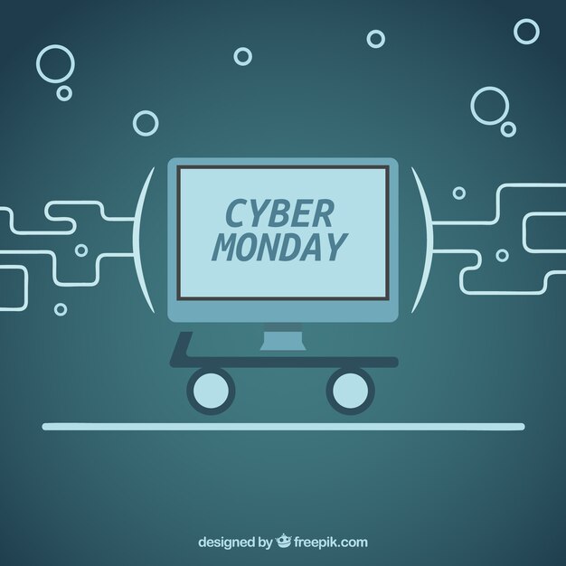 Cyber monday monochromatic background with a computer