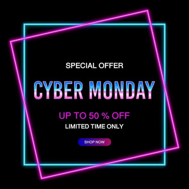 Cyber monday neon glow sale discount banner