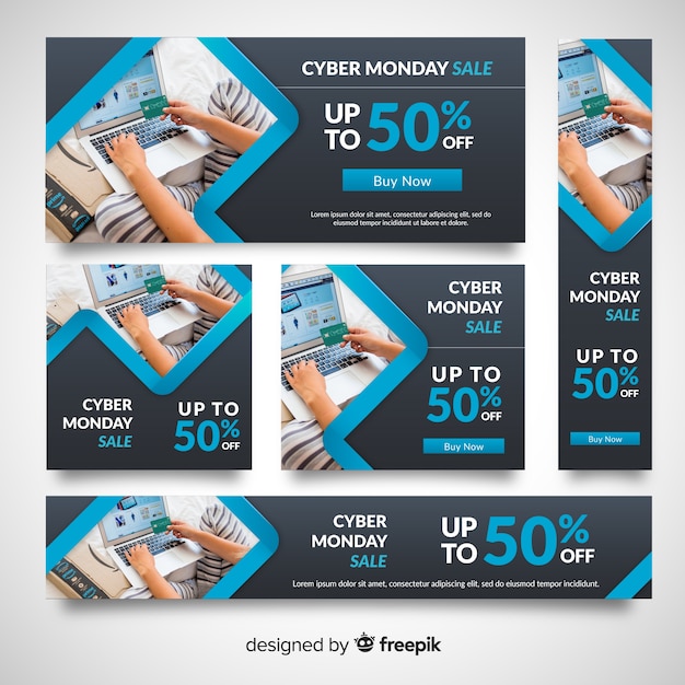 Free vector cyber monday photographic banner template collection