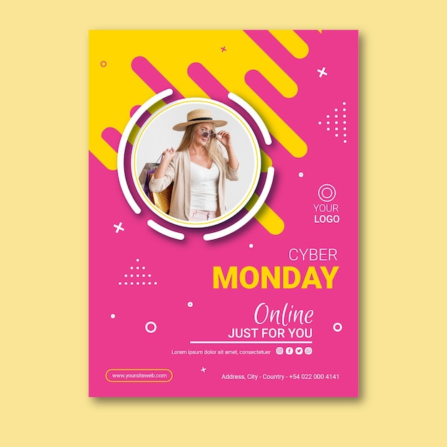 Free vector cyber monday poster template