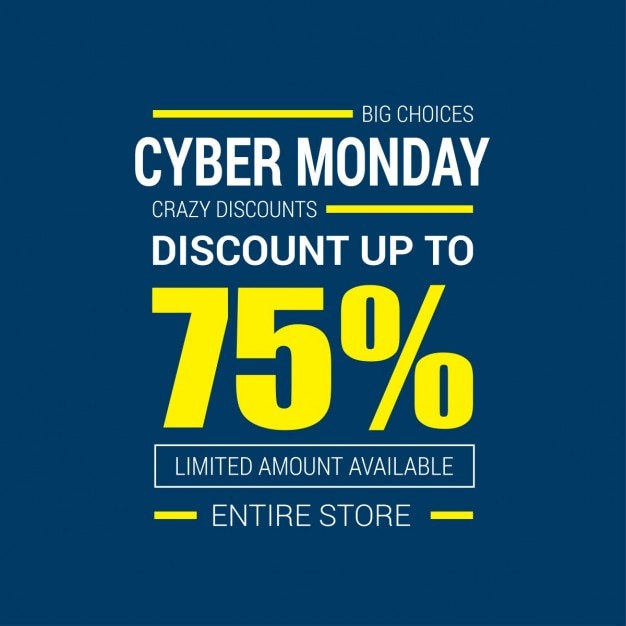 Free vector cyber ​​monday promotion on a blue background