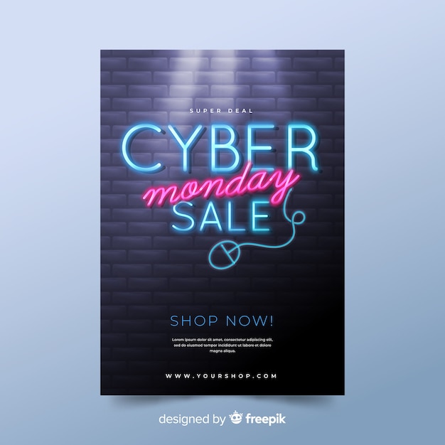 Cyber monday realistic flyer template