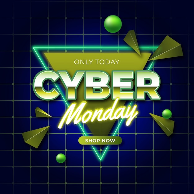 Free vector cyber monday retro futuristic banner