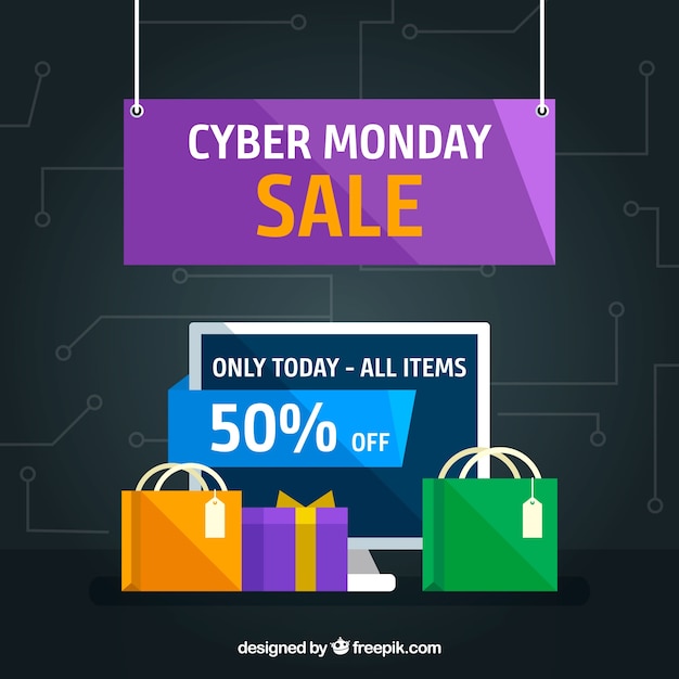 Free vector cyber monday sale background in flat design