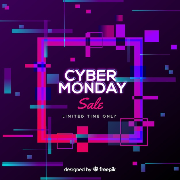 Cyber monday sale background neon style