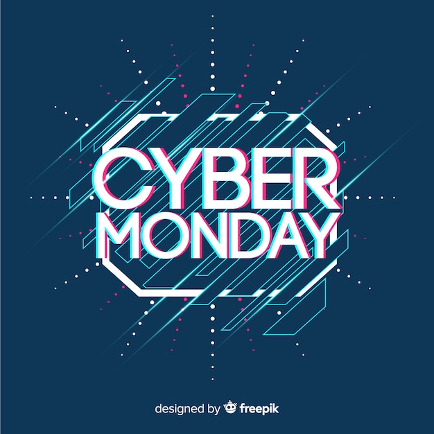 Free vector cyber monday sale background with glitch effect