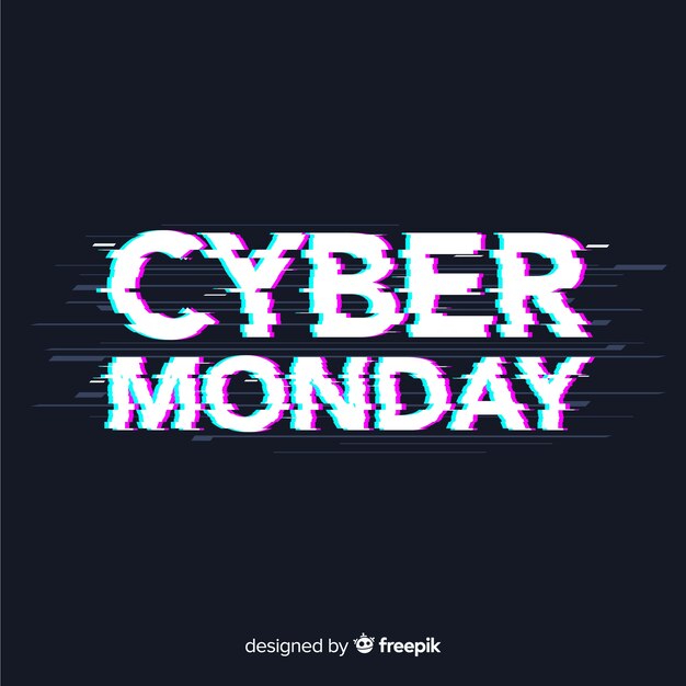 Cyber monday sale background with glitch effect