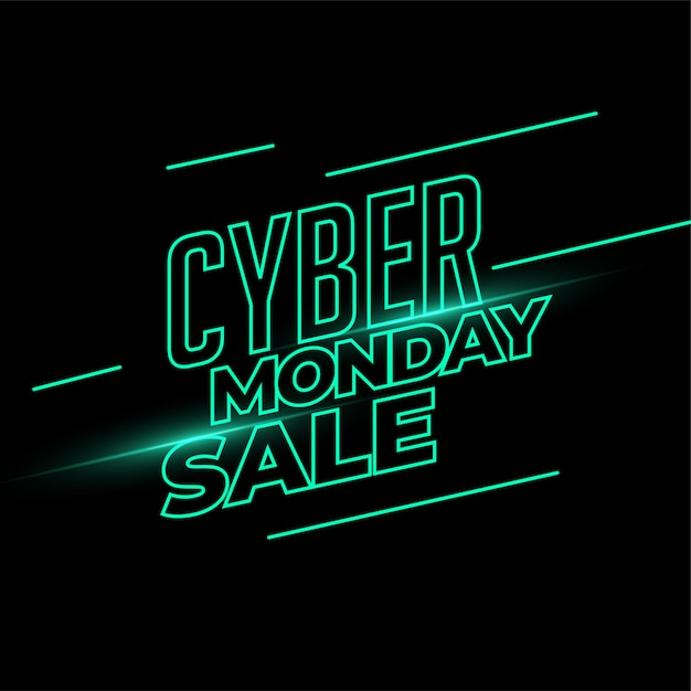 Cyber monday sale banner in neon light style