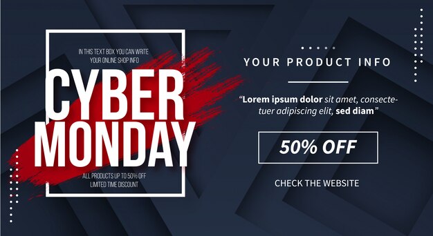 Cyber Monday Sale Banner with Abstract 3d Background