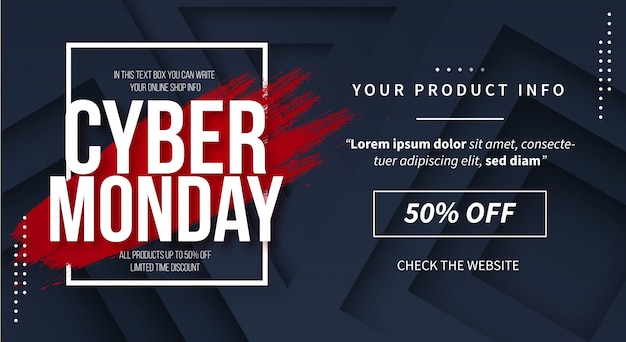 Cyber Monday Sale Banner with Abstract 3d Background