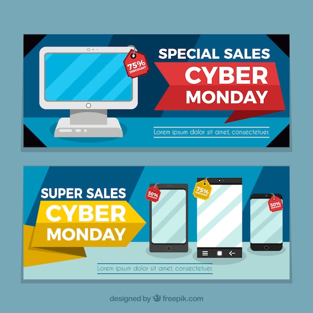 Free vector cyber monday sale banners