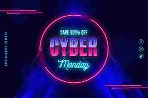 Free vector cyber monday sale promo in retro futuristic style background