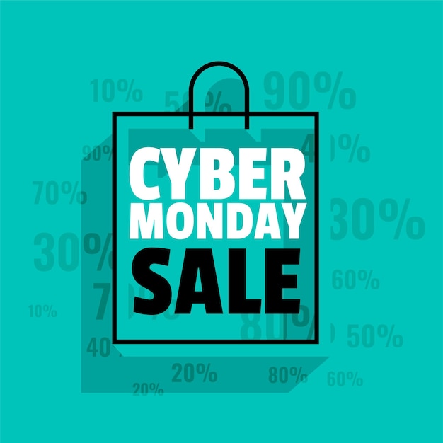 Cyber monday sale shopping bag with discount offers