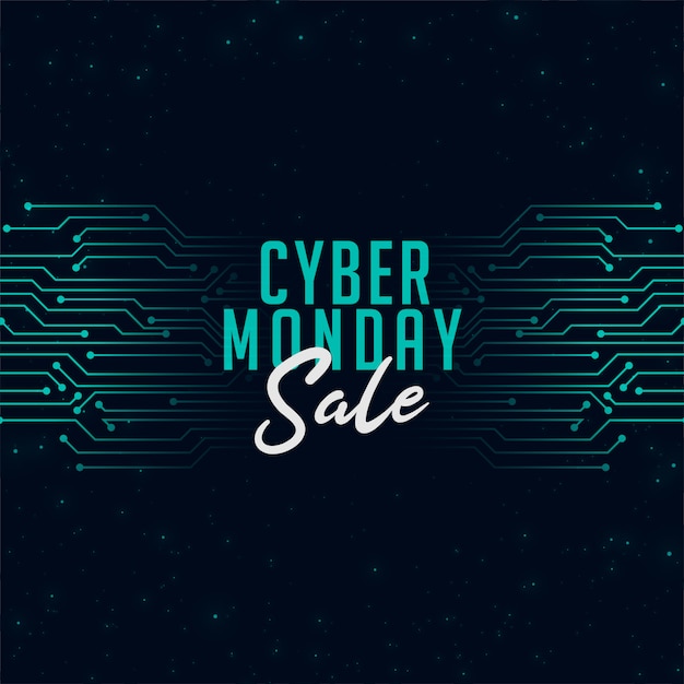 Cyber monday sale in technology style banner