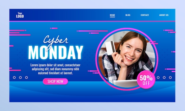 Free vector cyber monday sales landing page template