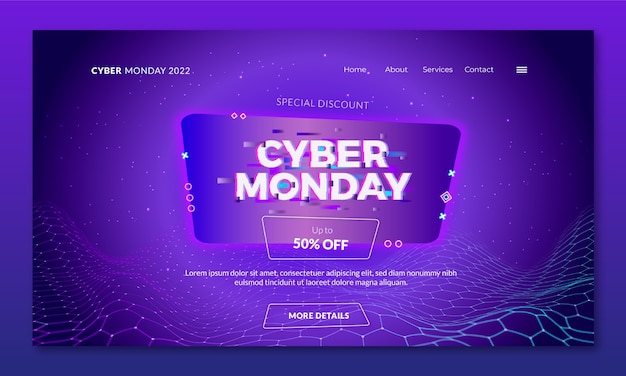 Free vector cyber monday sales landing page template