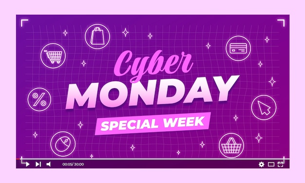 Vettore gratuito miniatura di youtube per le vendite del cyber monday